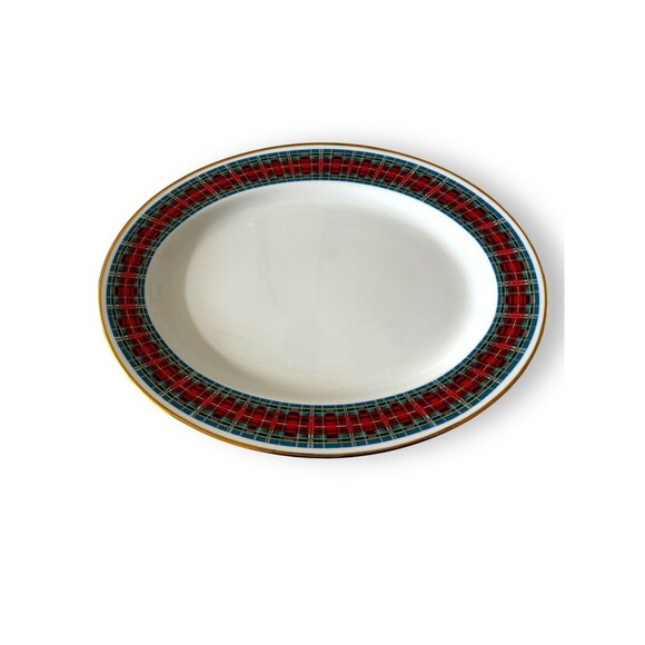 Royal Stuart Tartan WSO1 Plaid Series by WILLIAMS-SONOMA Oval Serving Platter - Picture 1 of 4